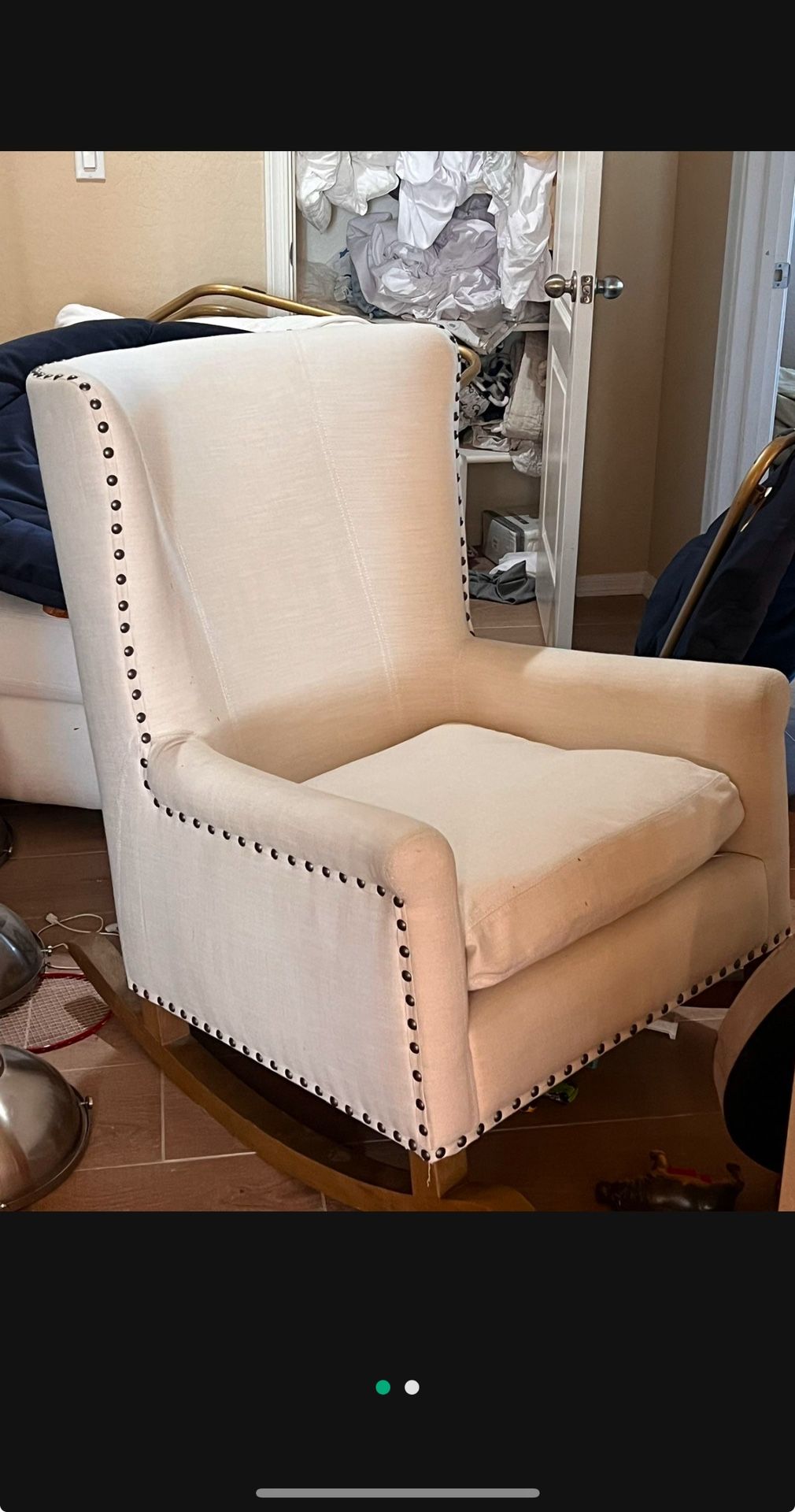 Restoration Hardware Cream Wingback Rocking Chair Nursery DELIVERY AVAILABLE