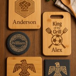 Custom Bamboo Cutting Boards & Slate Coaster Sets – Great Gift Idea!