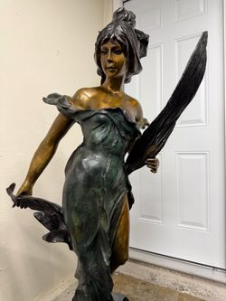 Large 55” Tall Bronze Statue / sculpture Dian by Roche