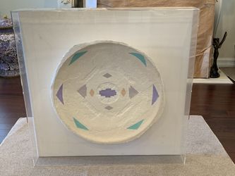 HAND MADE PRESSED  PAPER ART PLATE  In Custom Shadow Box.