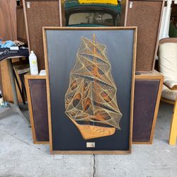 Vintage Mid-Century Modern Bob Kramer "Sandy Margo" String Art Ship