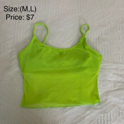 Neon Green Mesh Crop Cami Top