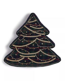 MARTHA STEWART COLLECTION Plaid Tree Holiday Decorative Pillow, 16" x 16"