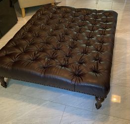KING HICKORY Real Leather Ottoman