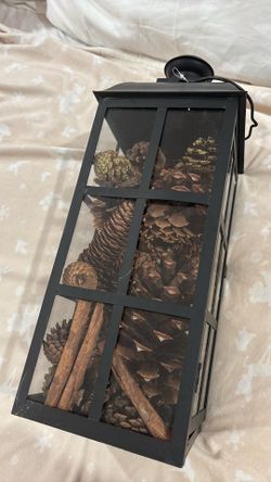 Beautiful Lamp Filled with Golden Pine Cones.
