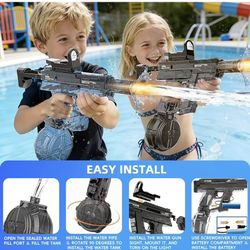 Electric Squirt Water Gun for Adult & Kids, Automatic Water Blaster Toy with Battery Powered, Long Range & High Capacity, Powerful Water Pistol for Ou