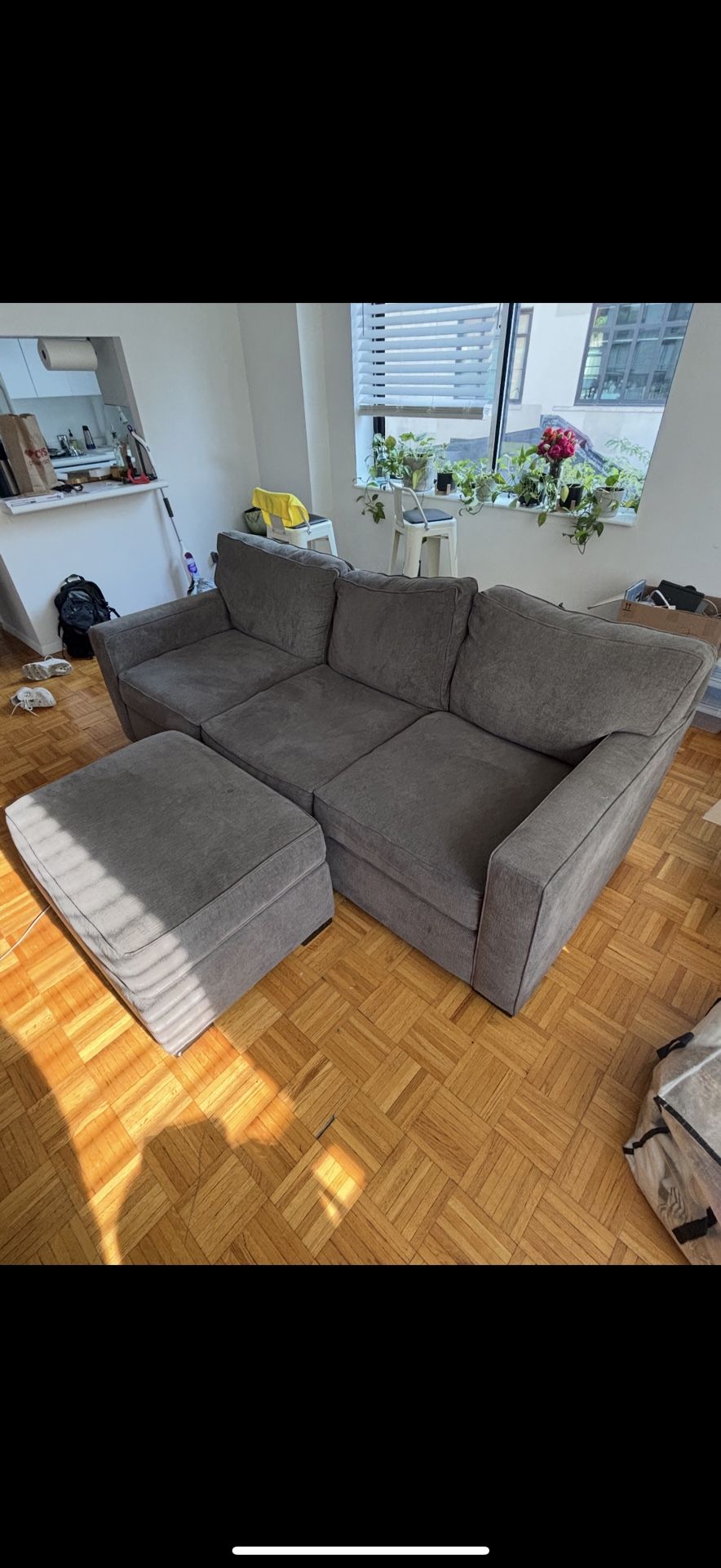 Grey sofa - 86” with matching ottoman