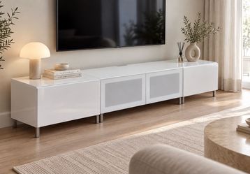 IKEA BESTÅ TV Unit with Selsviken High Gloss White