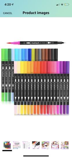 34 Dual Brush Pens Art Markers, Artist Fine & Brush Tip Pen Coloring Markers for Kids Adult Coloring Book Bullet Journaling Note Taking Lettering Cal