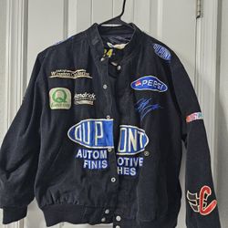 Vintage Jeff Hamilton NASCAR Black Denim Jacket Jeff Gordon 