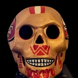 SF 49ers Hand Painted Ceramic Skull