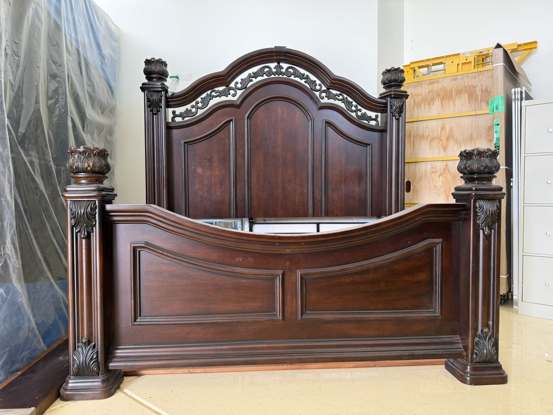 Queen Bed W/ Headboard, Footboard, New Box Spring And Nightstands