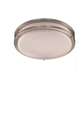 17" Brushed Nickel Round Ringed LED Ceiling Light - New