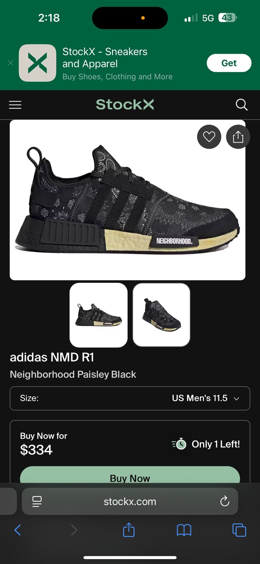 Adidas NMD R1 x Neighborhood ultra boost human Mens SIZE 12 GY4157