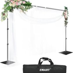 EMART Heavy Duty Backdrop Stand, 8.5ft Height 10ft Width Adjustable Background Support Kit with Flat Steel Base for Photography, Photo Pipe and Drape 