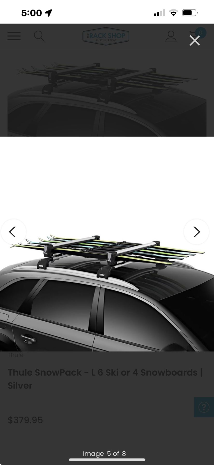 Thule Universal SKI SNOWBOARD Rooftop Snowsport CARRIER 91725U