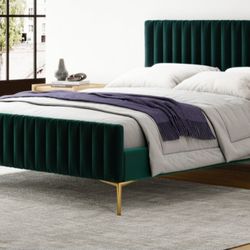 Queen Bed Frame In Emerald Green
