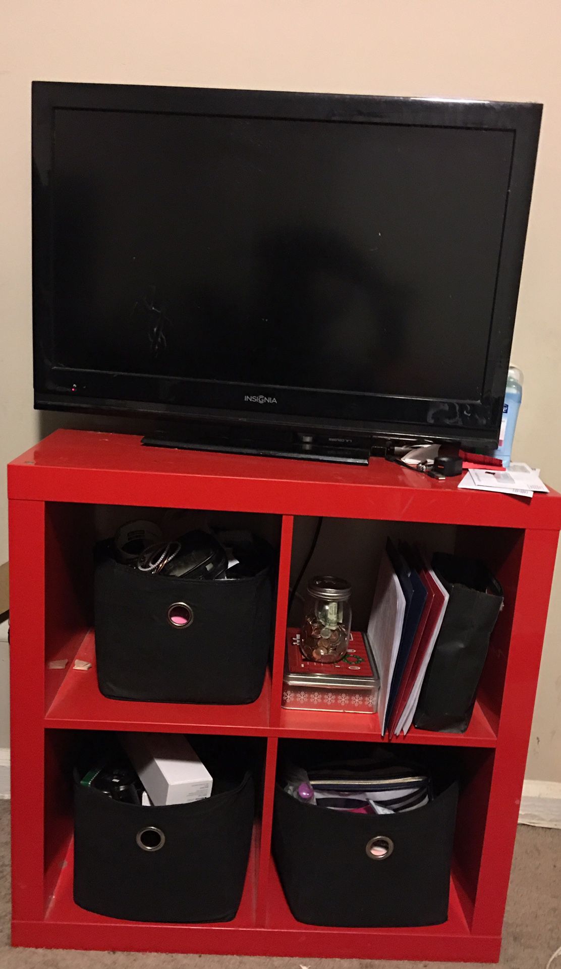 Red ikea Storage Shelf/TV stand