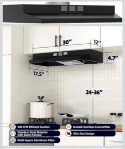 30 inch Under Cabinet Black Range Hood, exhaust Fan