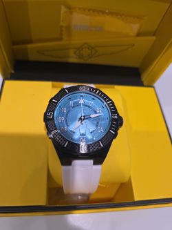 Invicta Watch with Blue Dial and White Strap