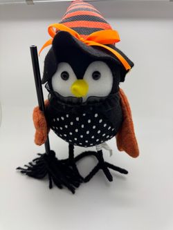Halloween Fall Harvest Fabric Bird Figurines lot of 2