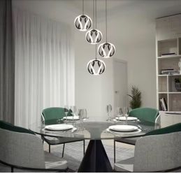 Artika Vivaldi 25-Watt 4-Light Modern Black 5CCT Integrated LED Chandelier Hanging Light Fixture for Dining Room or Kitchen brand new