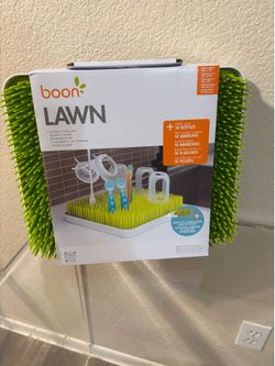 Boon Lawn Countertop Baby Bottle Drying Rack with Antimicrobial Tray - Spring Green - Bottle Rack and Organizer - Baby Feeding Essentials - 13.5 × 11