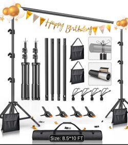 8.5 X 10ft Photo Backdrop Stand Kit, Adjustable Background Holder Support System Kit with Carrying Bag