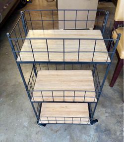 3-Tier Metal Wire Rolling Storage Cart