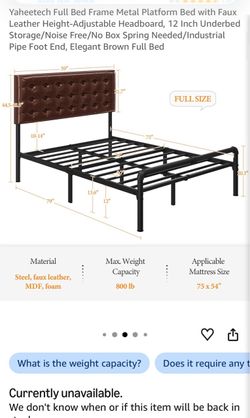 14 Inch Metal Frame with headboard (one piece) & mattress/box spring if you want them - Queen