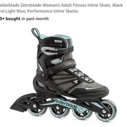 Rollerblade Zetrablade Women's Adult Fitness Inline Skate, Black and Light Blue, Performance Inline