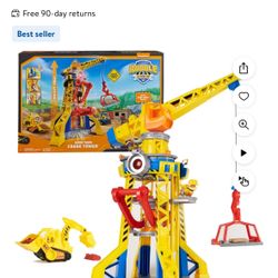 PAW Patrol, Rubble & Crew Bark Yard Crane Tower Playset with Action Figure and Vehicle, for Kids Age 3 and up
