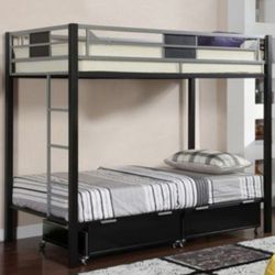 Brand New Solid Black Metal Twin Size Bunk Bed