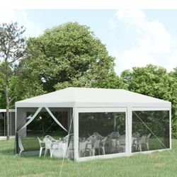 Gazebo Canopy Tent with 4 Removable Mesh Side Walls, White