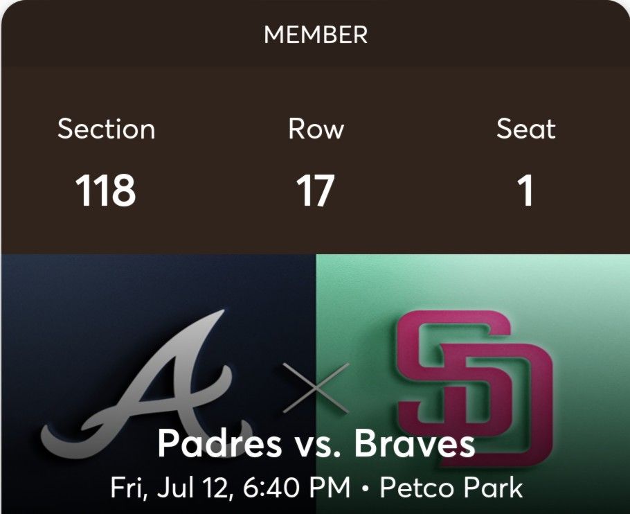 Padres Vs Braves Field Level Seats