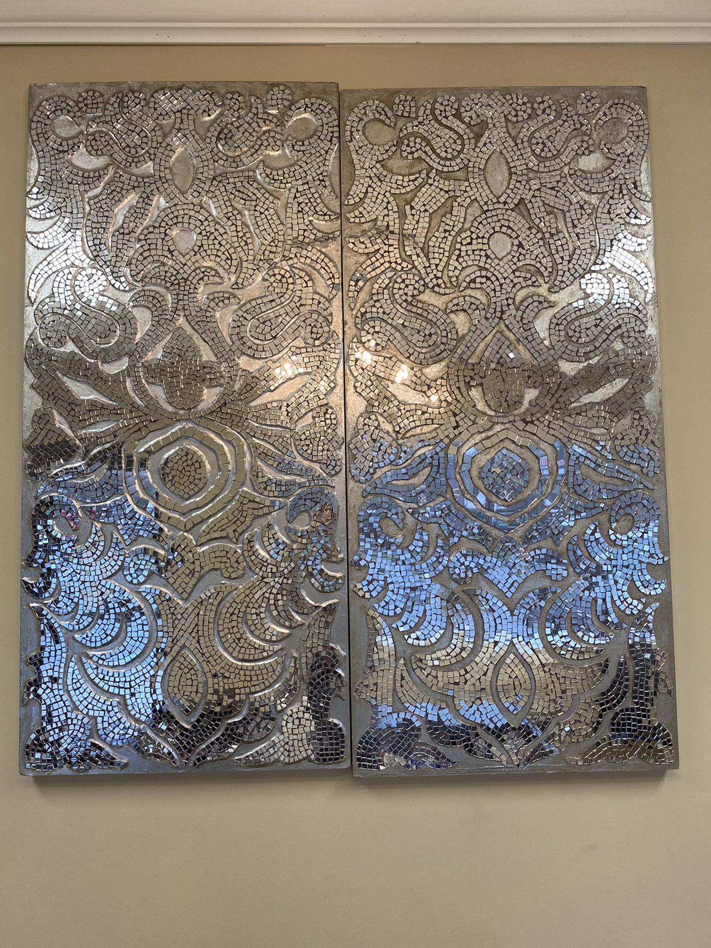 2 pier 1 mirrored mosaic panels