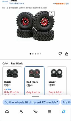 Rc 1.3 Beadlock Wheel Tires Set (Red Black)