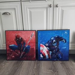 3d Spiderman And Captain America Canvas