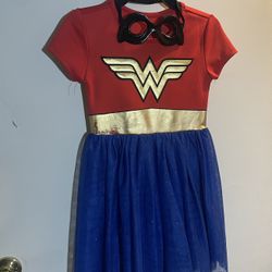 Girls Wonder Woman Dress & Eye Mask (Small)
