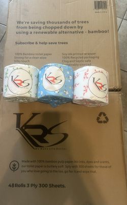 Bamboo 48 Pcs. 3ply 300 Sheets Toilet Paper Roll