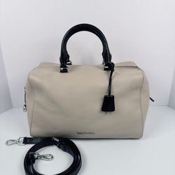 Michel Kors Kirby Large Satchel Bag Cream/Black Leather