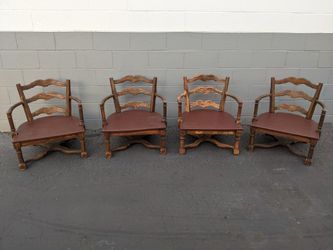 Antique Oak Captains Chairs (Barrel Chairs) Set of Four