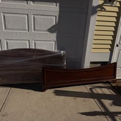 Solid Wood Queen Platform Bed Frame - Mid-Century Style