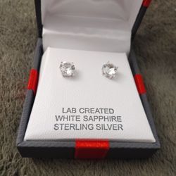White Sapphire Sterling Silver Earrings
