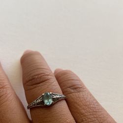 Silver Ring With Baby Blue Gemstone