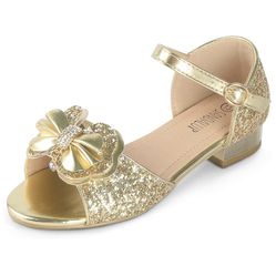 Girls Sandals High Heels Open Toe Dress Shoes for Wedding Party Size 2 Little Kid