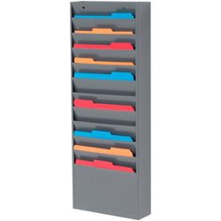 New in the box Global Industrial Medical Chart Hanging Wall File Holder, 11 Pockets, Gray 11 oversized pockets to accommodate larger sized literature 
