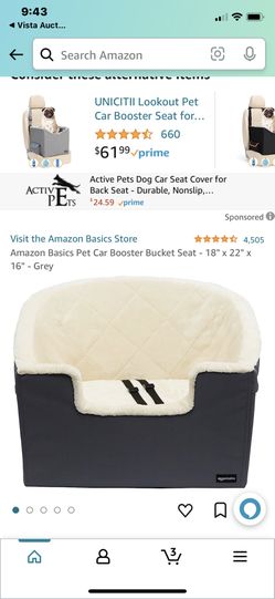 Amazon Basics Pet/Dog Car Booster Bucket Seat - 18" x 22" x 16" - Grey