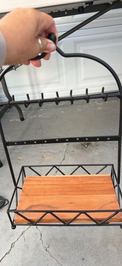 Metal and Wood Jewelry Organizer Stand