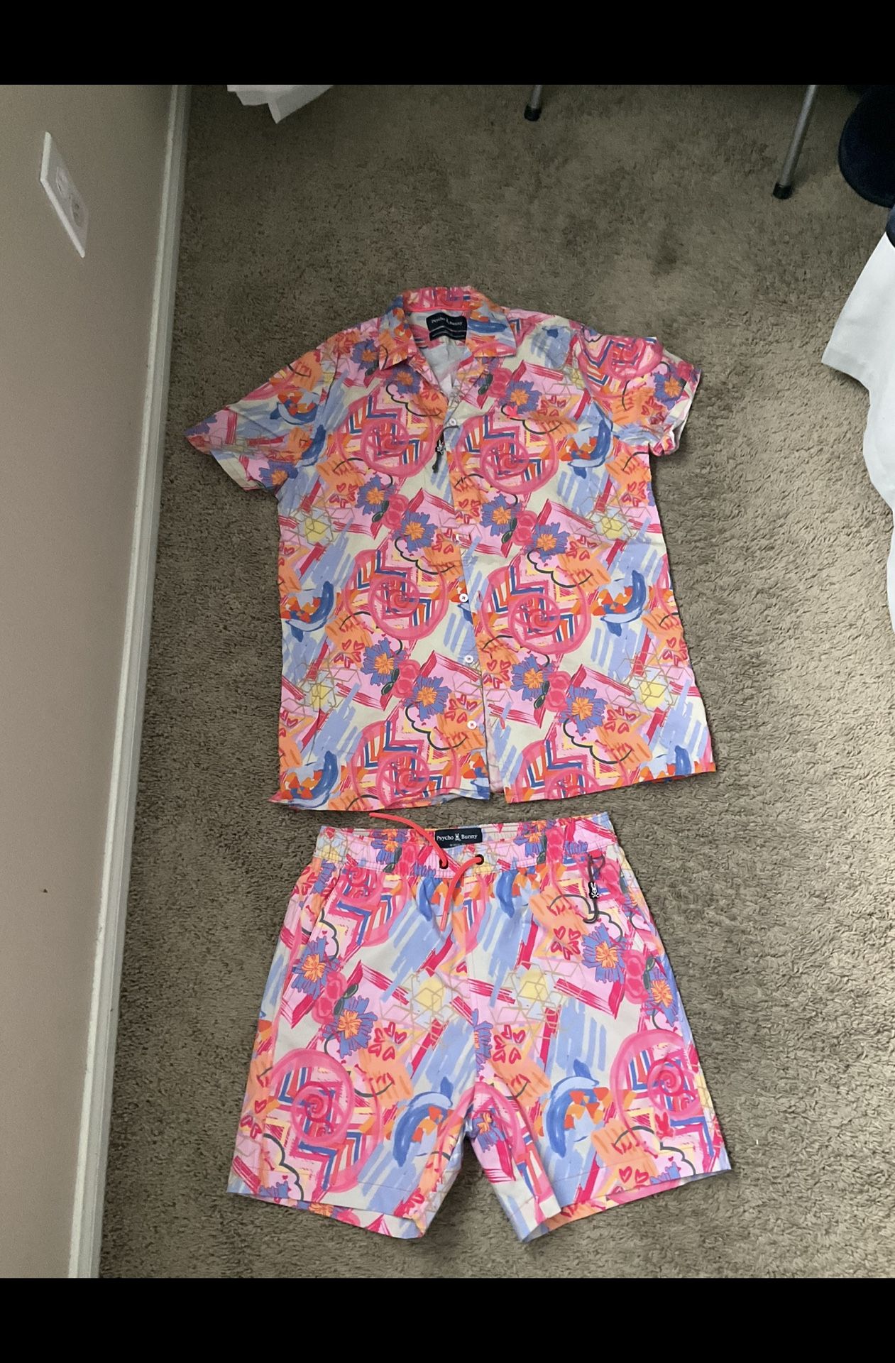 Psycho Bunny Young Men Benton All Over Print Shirt + Swim Trunks